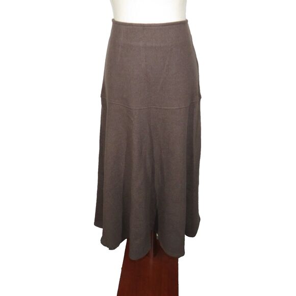 OGL Warm Cozy CashSoft Wool Look Flared Side Zip Maxi Skirt Brown Size Small - Picture 2 of 13